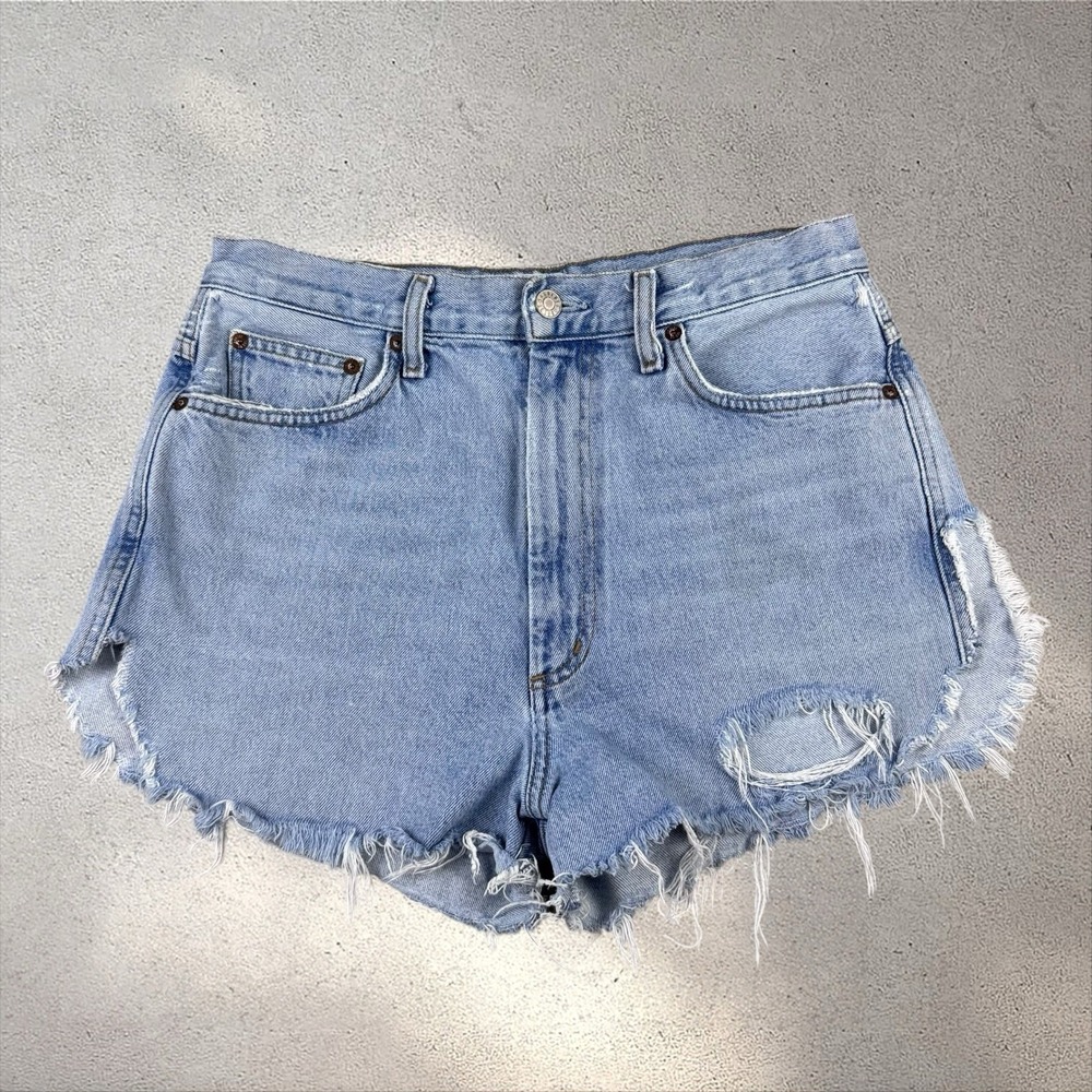 Agolde Light Blue Organic Cotton Solid Cutoffs 90s Denim Shorts Size 30